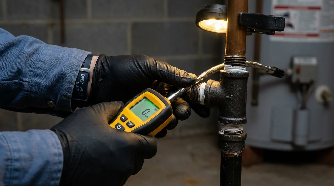 Gas leak detection with electronic sniffer by Johns Plumbing LLC in Grain Valley