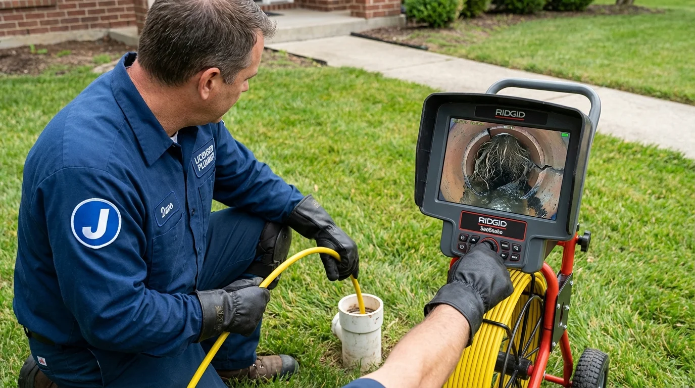 Sewer camera inspection being performed by Johns Plumbing LLC in Grain Valley
