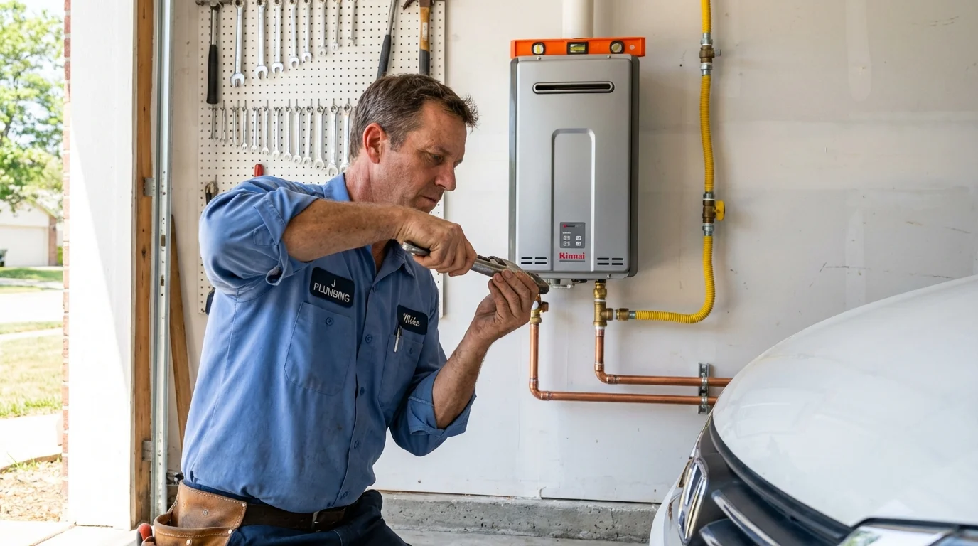 Tankless water heater installation by a Johns Plumbing LLC plumber in Grain Valley